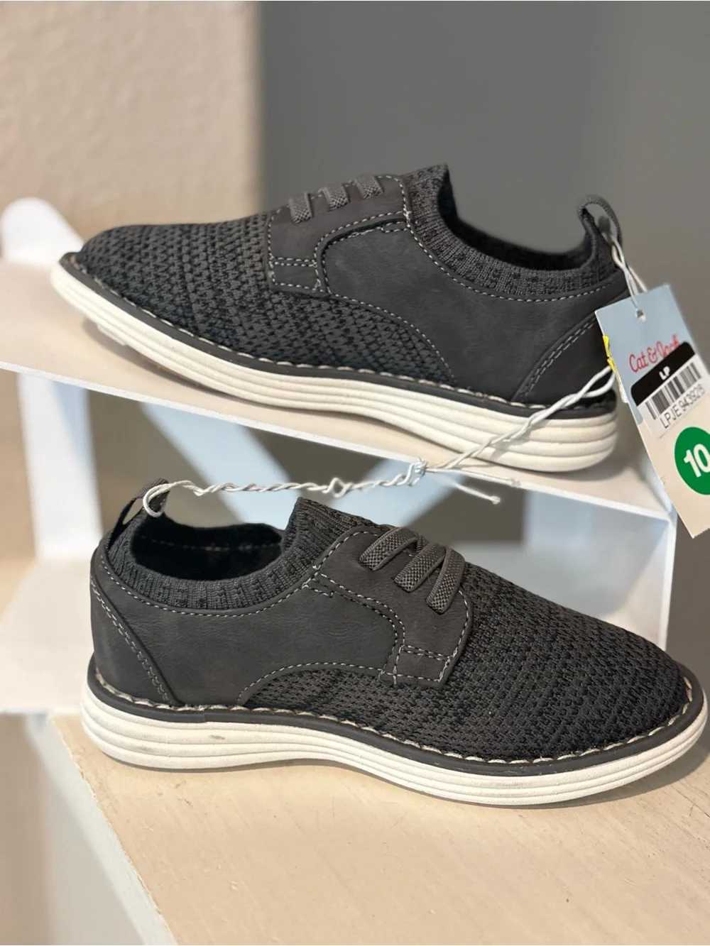 Cat And Jack Shane Knit Dress Formal Wedding Church Shoes Gray Toddler Sz 10 NEW